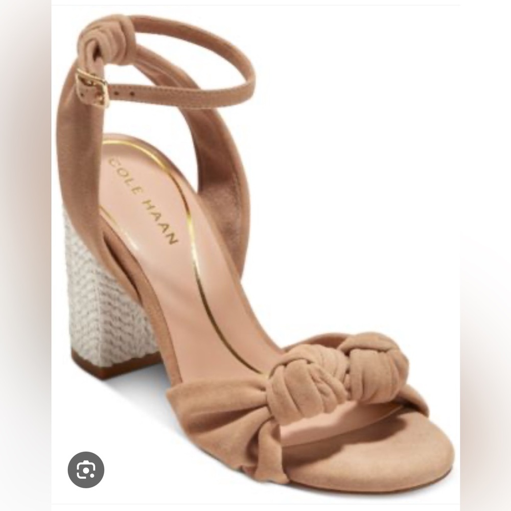 Cole Haan Kaycee Sand suede & rafia Sandals with Knotted Detail. SOLD OUT